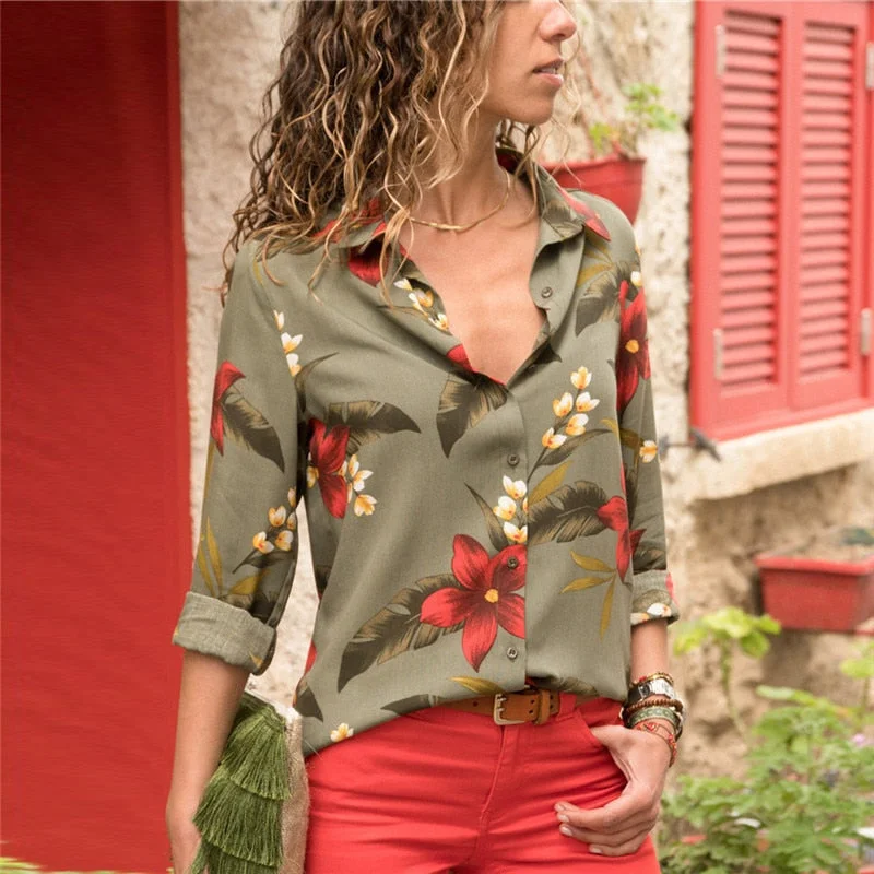 Womens Tops and Blouses Floral Print Gathered Detail Blouse