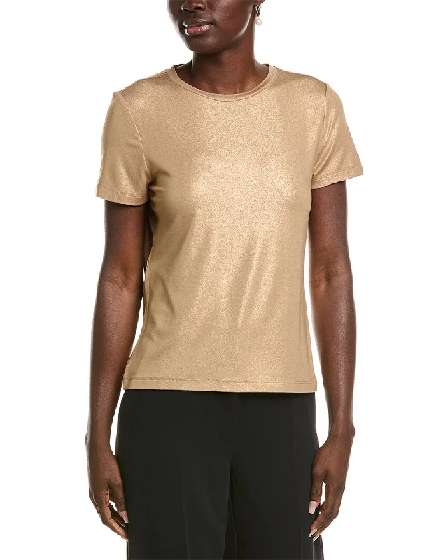 Anne Klein Foil Print T-Shirt Front Pockets Side Pockets Patch Pockets