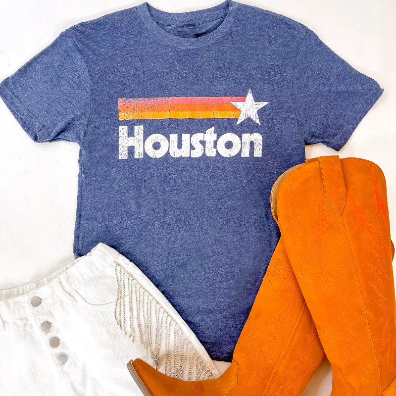 Astros Game Day | Astros Short Sleeve Graphic Tee in Heather Navy Fashionable Trendy Casual Astros Game Day | Astros Short Sleeve Graphic Tee in Heather Navy Fashionable Trendy Casual