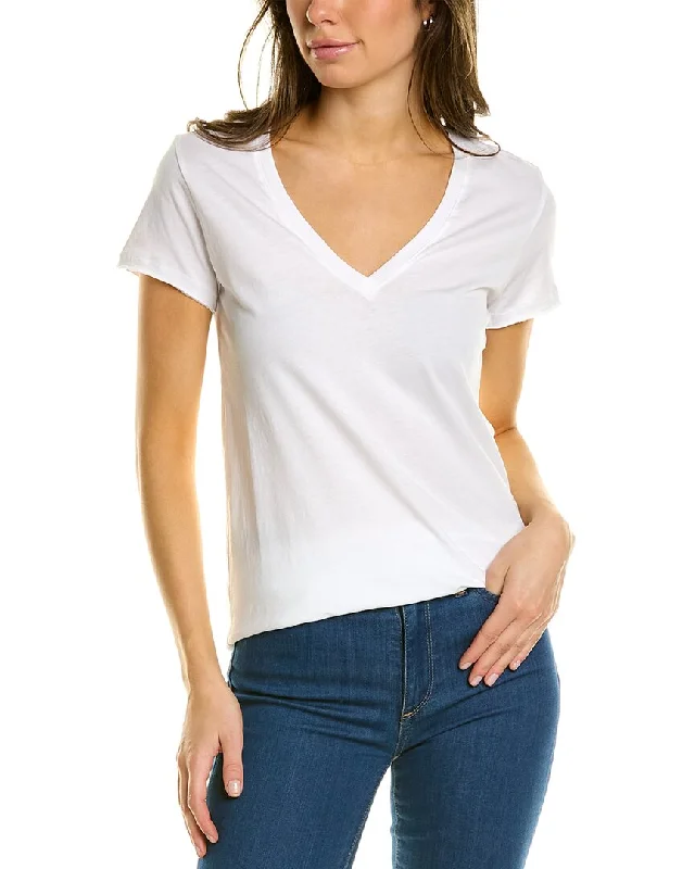 ATM Anthony Thomas Melillo V-Neck T-Shirt Silk Blend Satin Velvet