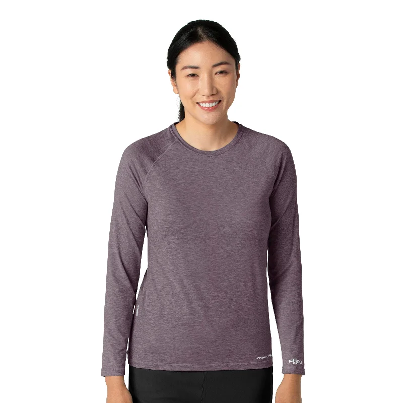 Carhartt Force Sub-Scrubs Women's Performance Long Sleeve Tee - Black Plum Heather Jersey Fabric Tulle Fabric Batik Fabric