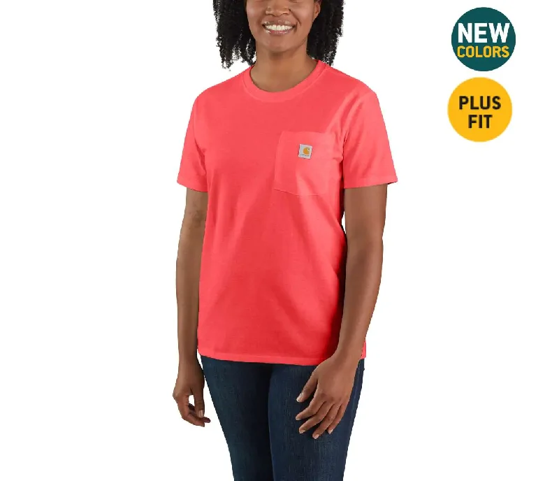 CARHARTT WOMEN'S WK87 WORKWEAR POCKET T-SHIRT 103067 Solid Print Embellished