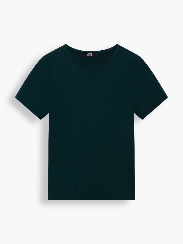 Modern Cut T-shirt in Emerald Green Graphic T-Shirt Round Neck Polyester