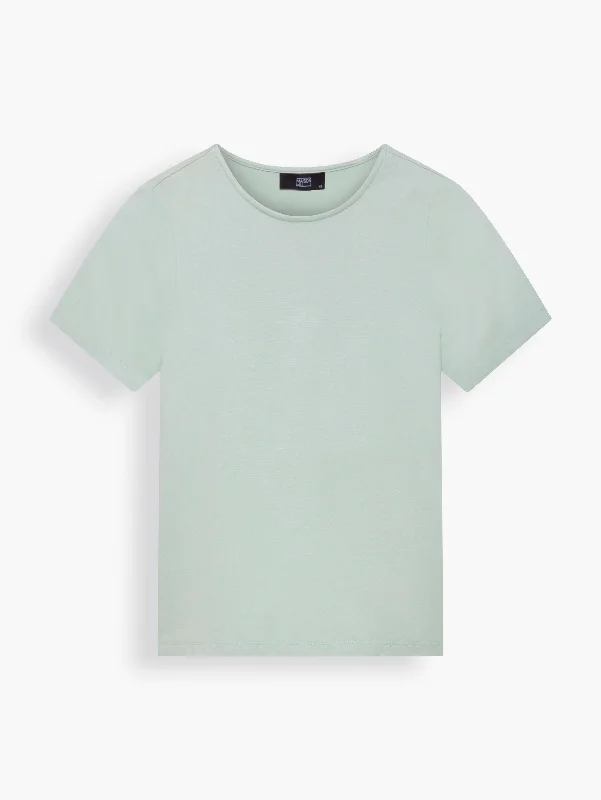 Modern Cut T-shirt in Mint Green Ribbed T-Shirt High Neck Heavyweight
