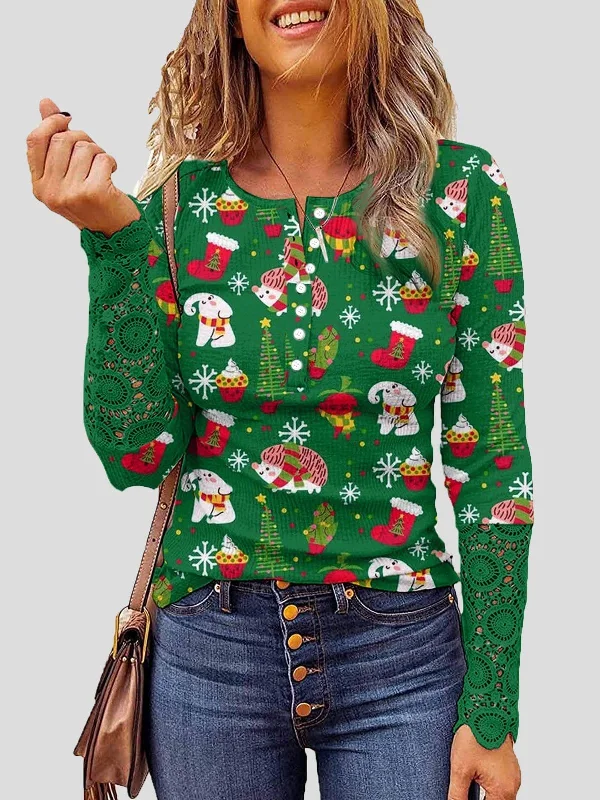 Comfy Christmas T-Shirt Collared Crew Neck Turtle Neck