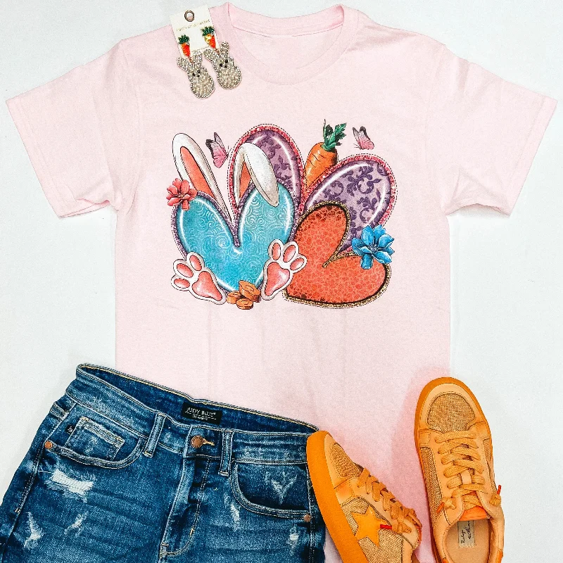 Easter Hugs Short Sleeve Graphic Tee in Light Pink Collared T-Shirt Boat Neck A-Line Easter Hugs Short Sleeve Graphic Tee in Light Pink Collared T-Shirt Boat Neck A-Line