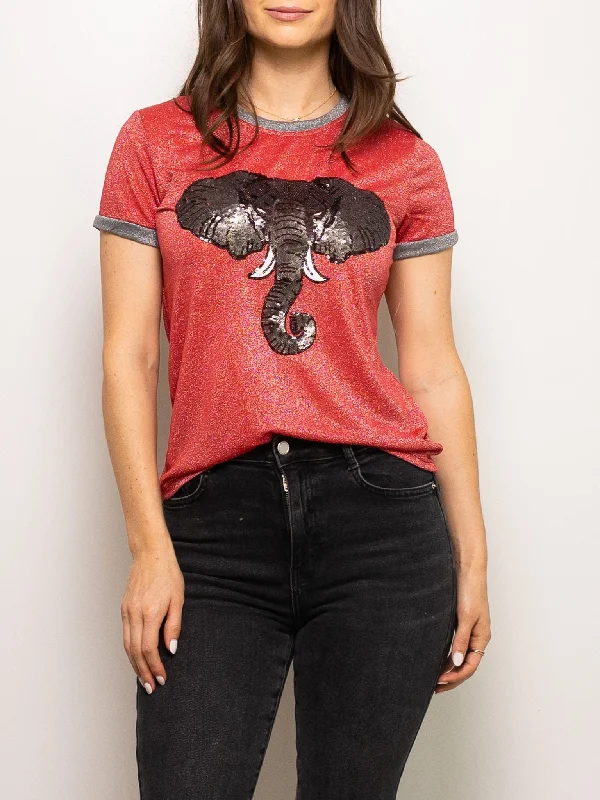 Glitter Elephant Tee Real Fur Shearling Chenille