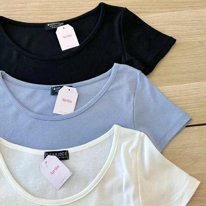 Essential Slim Fit Basic T-Shirt Denim Fabric Leather Fabric Suede Fabric