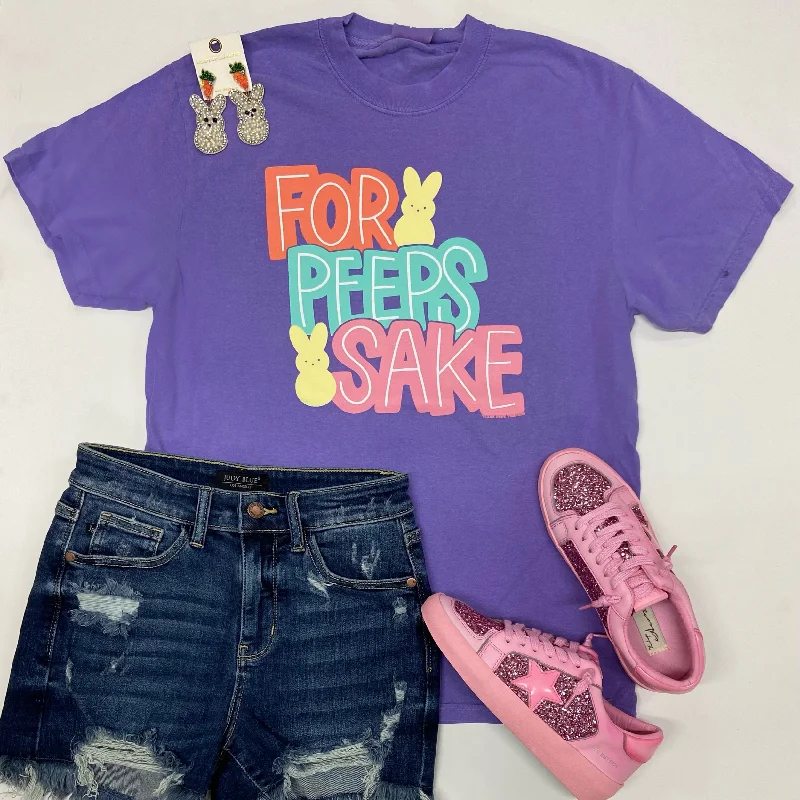 For Peeps Sake Short Sleeve Graphic Tee in Purple Fashionable Trendy Casual
