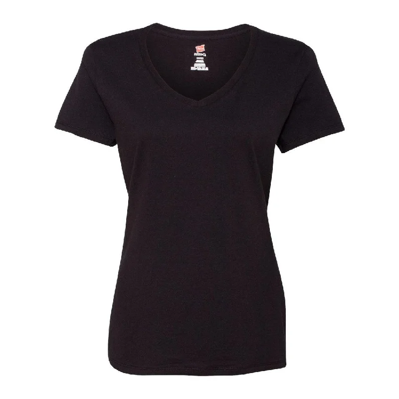 Hanes Perfect-T Womens V-Neck T-Shirt Satin Blend Silk Blend Wool Blend