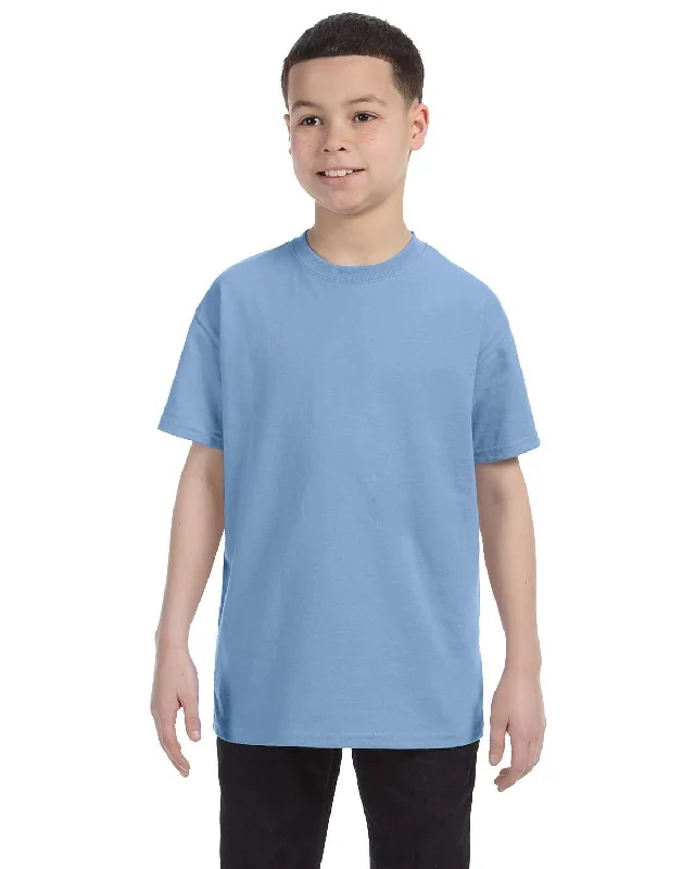 Hanes Youth Authentic-T T-Shirt | Light Blue Terry Blend Velvet Blend Canvas Blend