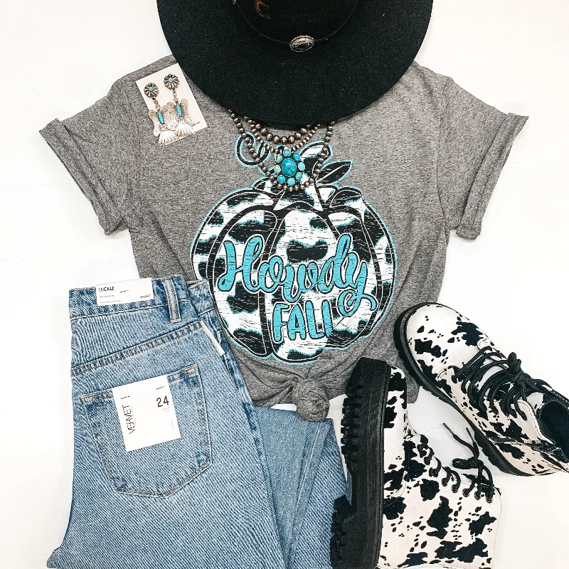Howdy Fall Short Sleeve Graphic Tee in Heather Grey Iron Safe Non-Iron Wrinkle Free