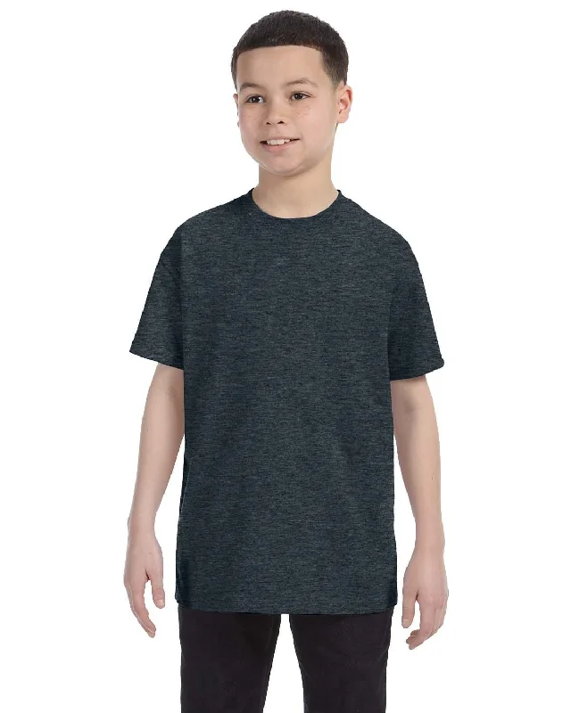Jerzees Youth Heavyweight 50/50 T-Shirt | Black Heather Graphic T-Shirt Round Neck Polyester Jerzees Youth Heavyweight 50/50 T-Shirt | Black Heather Graphic T-Shirt Round Neck Polyester