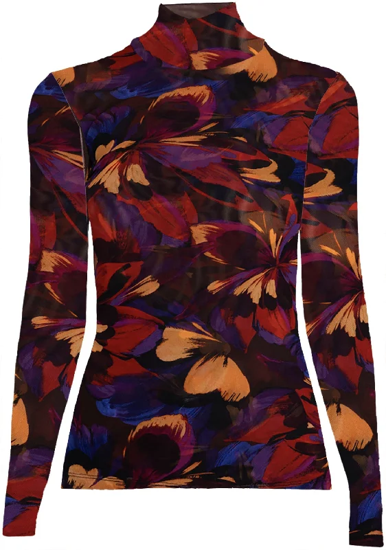 Johnny Was Eclipse Blooms Mesh Tee Multi Front Pockets Side Pockets Patch Pockets