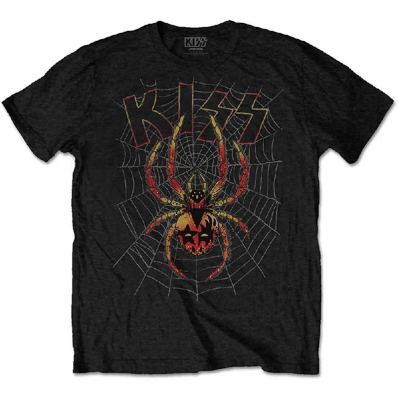 KISS | Official Band T-Shirt | Spider Striped Floral Plaid