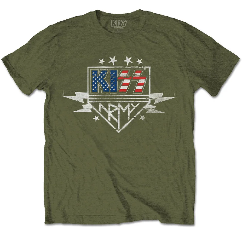 KISS | Official Band T-Shirt | Army Lightning Polka Dot Checkered Tartan