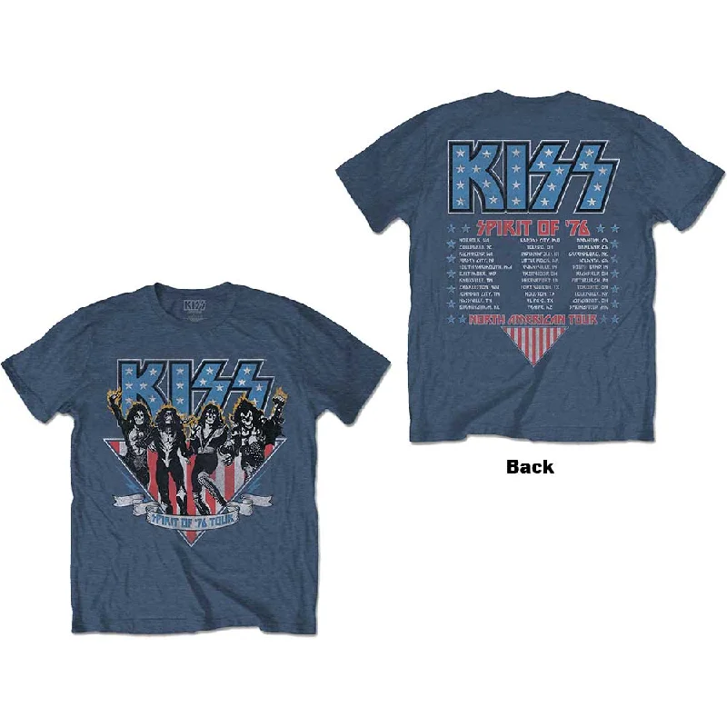 KISS | Official Band T-Shirt | Americana (Back Print) Mesh Blend Leather Blend Suede Blend KISS | Official Band T-Shirt | Americana (Back Print) Mesh Blend Leather Blend Suede Blend