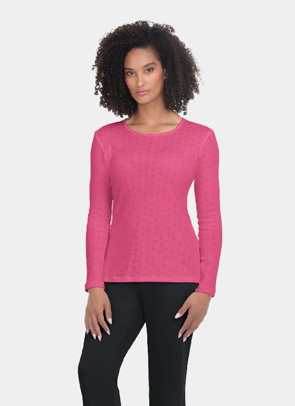 Koi Essentials Rohan Heart Pointelle Tee - Geranium Polka Dot Checkered Tartan
