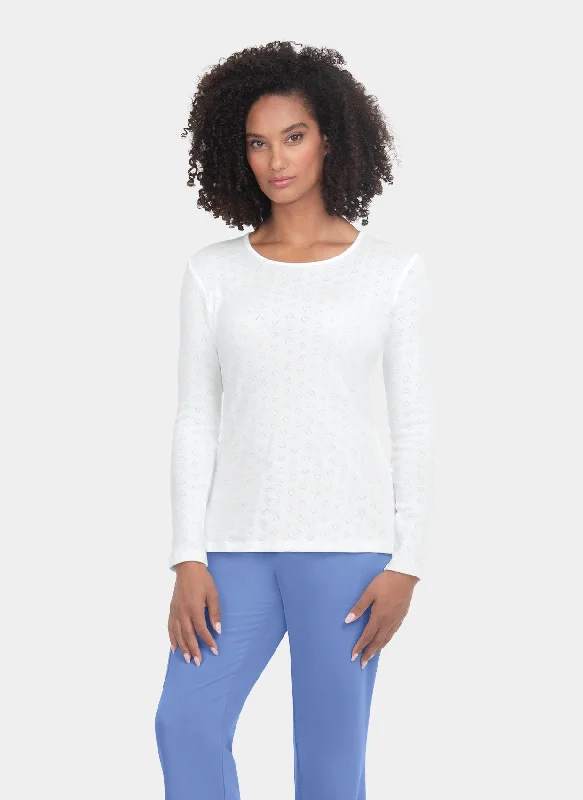 Koi Essentials Rohan Heart Pointelle Tee - White Chenille Blend Fleece Blend Nylon Blend Koi Essentials Rohan Heart Pointelle Tee - White Chenille Blend Fleece Blend Nylon Blend