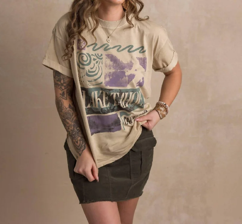 Lake Tahoe Tee In Sand Hooded Caped Shawl Collar