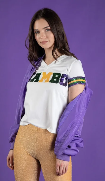 MAMBO Mardi Gras Jersey Tee Fashionable Trendy Casual