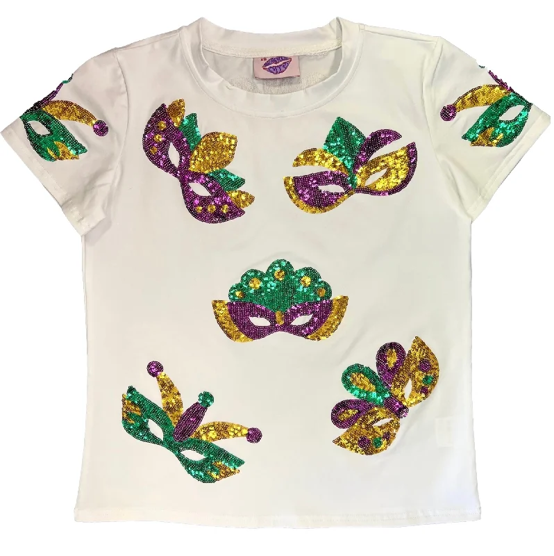 Mardi Gras Mask Tee Iron Safe Non-Iron Wrinkle Free