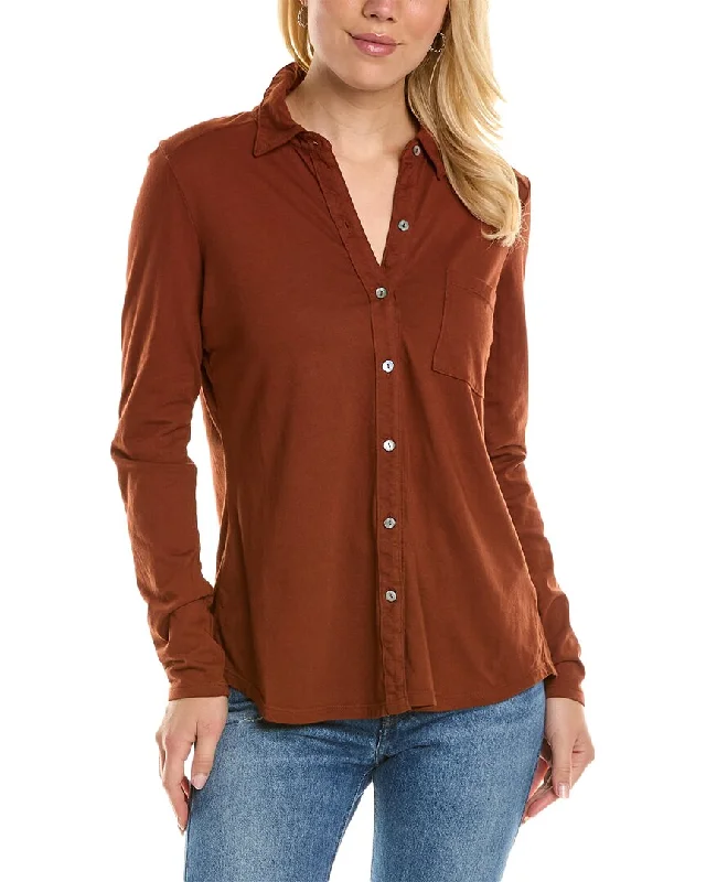 Michael Stars Caroline Button Down T-Shirt Fashionable Trendy Casual
