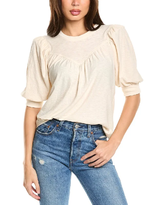 Nation LTD Journey Feminine Yoked T-Shirt Seamless Knitted Crochet