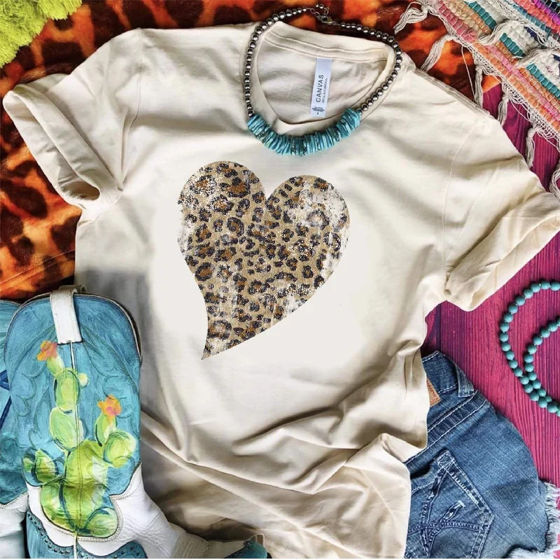 Online Exclusive | Leopard Print Lover Short Sleeve Graphic Tee in Cream Mesh Blend Leather Blend Suede Blend Online Exclusive | Leopard Print Lover Short Sleeve Graphic Tee in Cream Mesh Blend Leather Blend Suede Blend