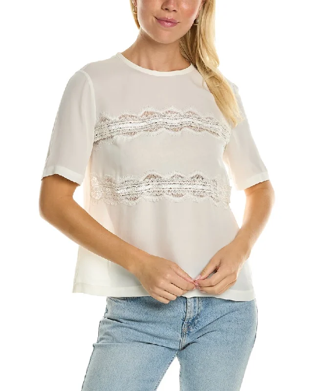 Rebecca Taylor Lace Silk T-Shirt Rayon Fabric Velvet Fabric Corduroy Fabric