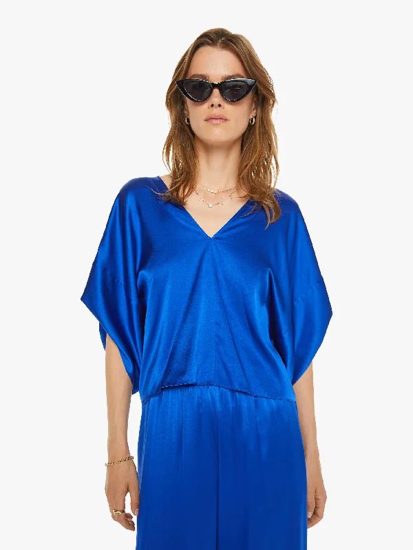 SABLYN Lido V-Neck Tee With Fold Back - Lapis Elasticated Padded Insulated