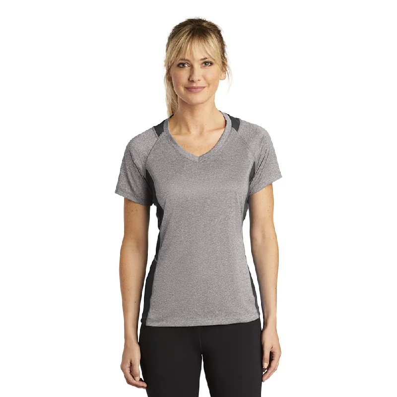 Sport-Tek LST361 Women's Contender Two-Tone V-Neck Raglan Tee Fashionable Trendy Casual Sport-Tek LST361 Women's Contender Two-Tone V-Neck Raglan Tee Fashionable Trendy Casual