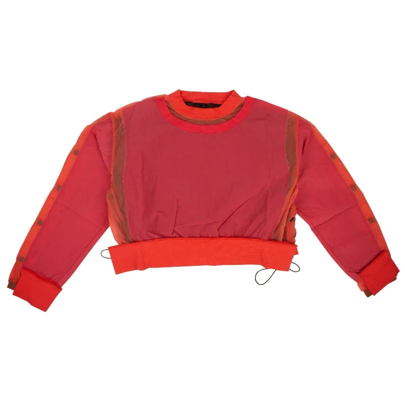 Unravel Project Nylon Double Panel T-Shirt - Red Zippered Front Buttoned Front Snap Front Unravel Project Nylon Double Panel T-Shirt - Red Zippered Front Buttoned Front Snap Front