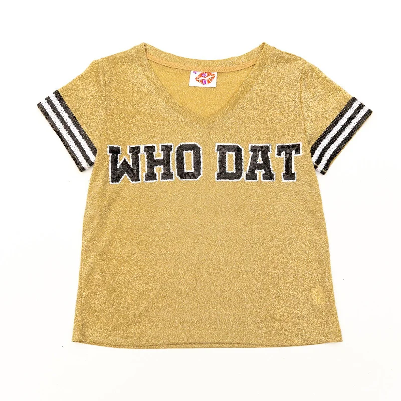 WHO DAT Gold Glitter Tee Anti-Pilling Machine Wash Handmade