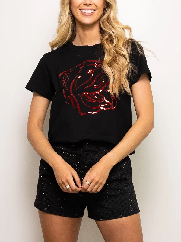 OUTLINE BULLDOG HEAD TEE Mesh Canvas Denim