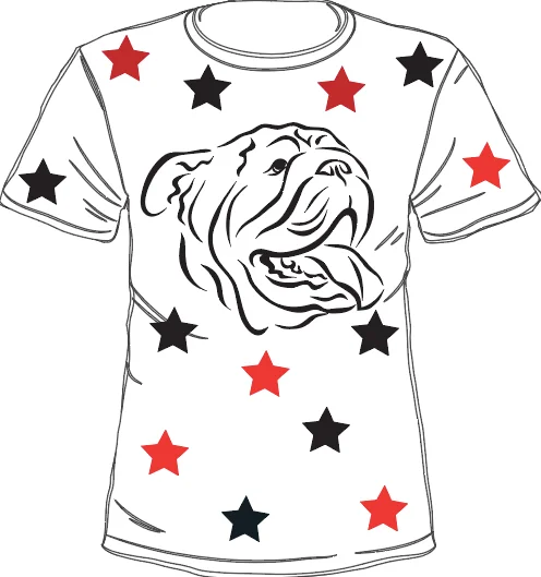 Star Struck Bulldog Outline Tee Spandex Blend Rayon Blend Denim Blend