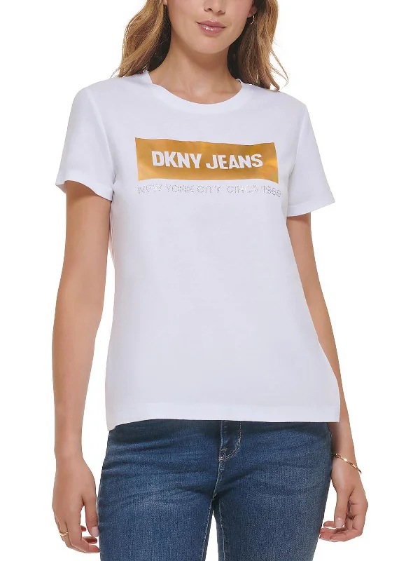 Womens Graphic Metallic Graphic T-Shirt Silk Blend Satin Velvet