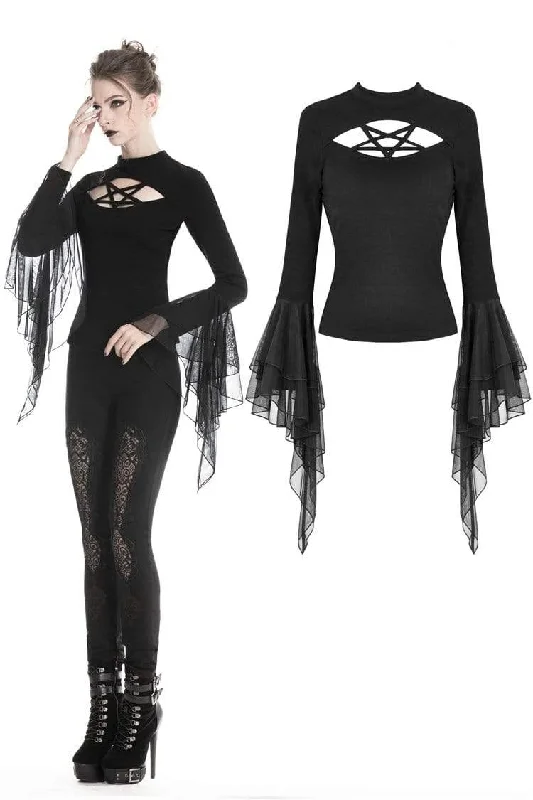 Women's Punk Long Sleeved Rock Star Rope T-shirts Anti-Shrink Durable Soft