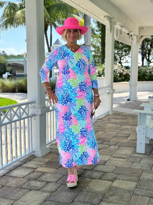 SALINA  REEF ELBOW MAXI DRESS Elegant Wraparound Maxi Dress