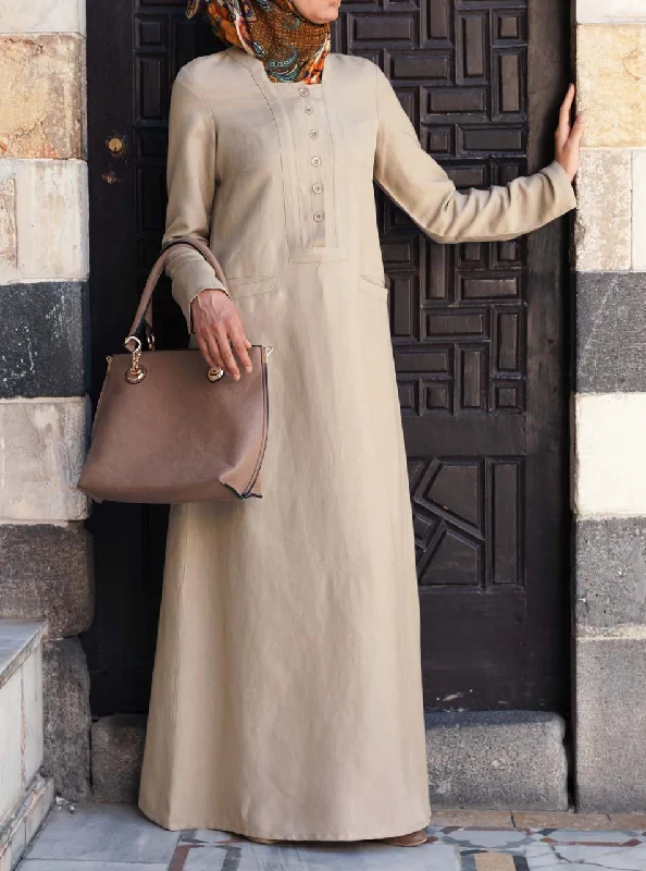 Adila Linen Maxi Dress Fashionable Maxi Dress with Fringe