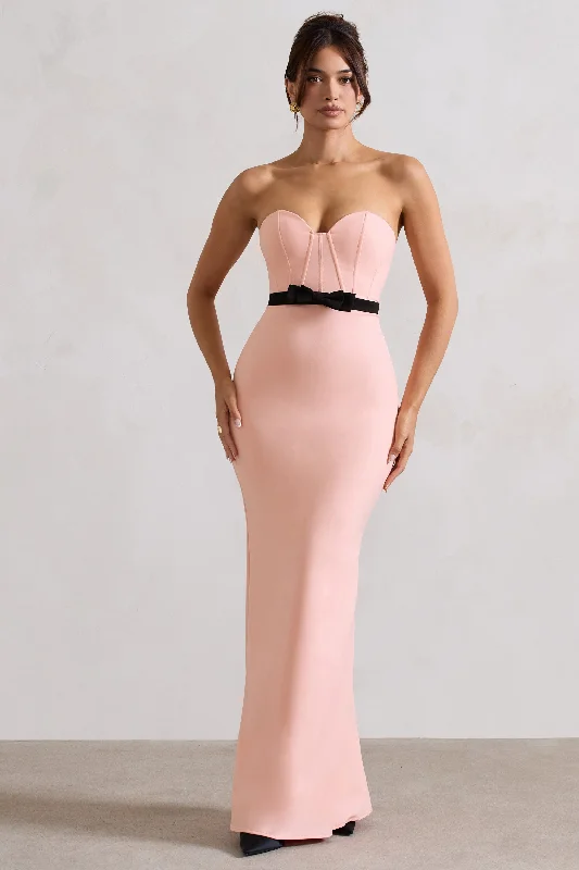 Albi | Pink Structured Strapless Corset Maxi Dress With Bow Elegant Maxi Dress with Pockets Albi | Pink Structured Strapless Corset Maxi Dress With Bow Elegant Maxi Dress with Pockets