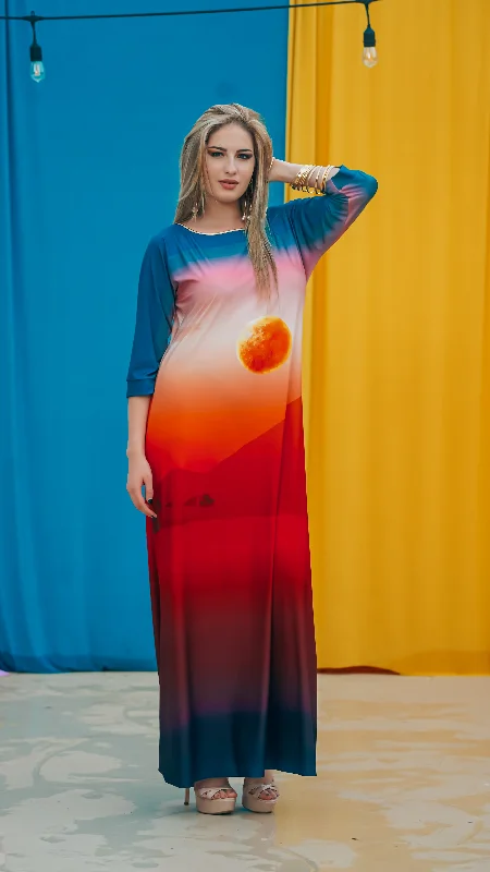 "Around the World" Omtara Maxi Dress, Sahara Stylish Off-Shoulder Maxi Dress