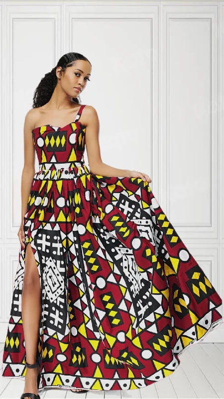 Bella African Print Maxi Dress Classic Black Maxi Dress