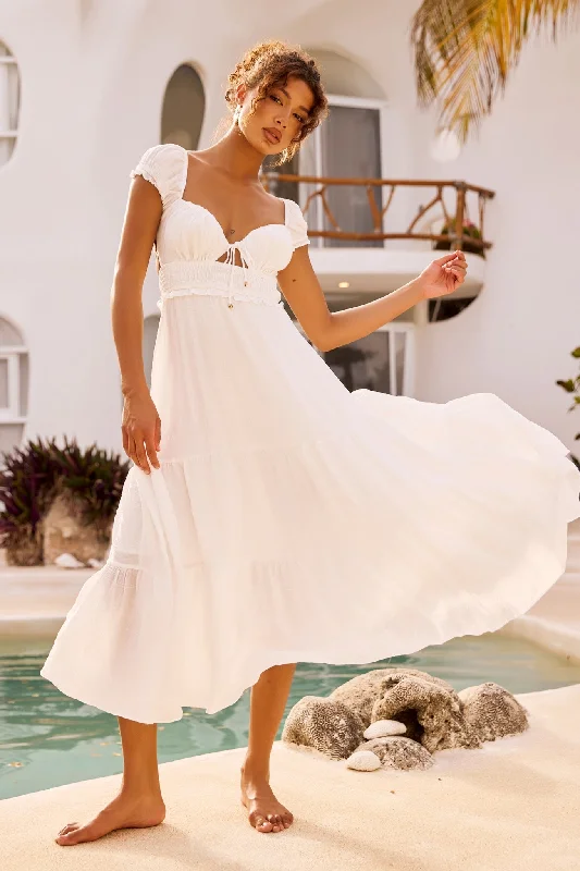 Bohemian Dreams Maxi Dress - White Comfortable Flowy Maxi Dress