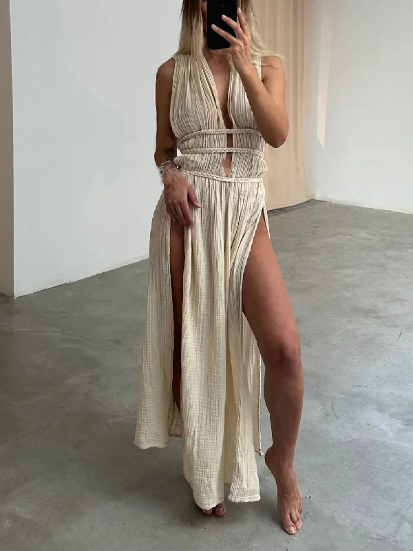 Boho Braids Belt Cutout Graceful Slit Kaftan Maxi Dress Fashionable Off-Shoulder Maxi Dress Boho Braids Belt Cutout Graceful Slit Kaftan Maxi Dress Fashionable Off-Shoulder Maxi Dress