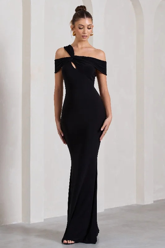 Captivating | Black Strappy Asymmetric Cut-Out Maxi Dress Trendy Maxi Dress with Bow Captivating | Black Strappy Asymmetric Cut-Out Maxi Dress Trendy Maxi Dress with Bow