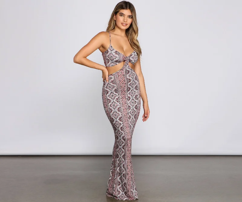 Carefree Bohemian Chic Charming Cutout Maxi Dress Fashionable High-Low Maxi Dress