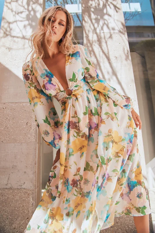 Classic Crew Maxi Dress - Multi Elegant Wraparound Maxi Dress