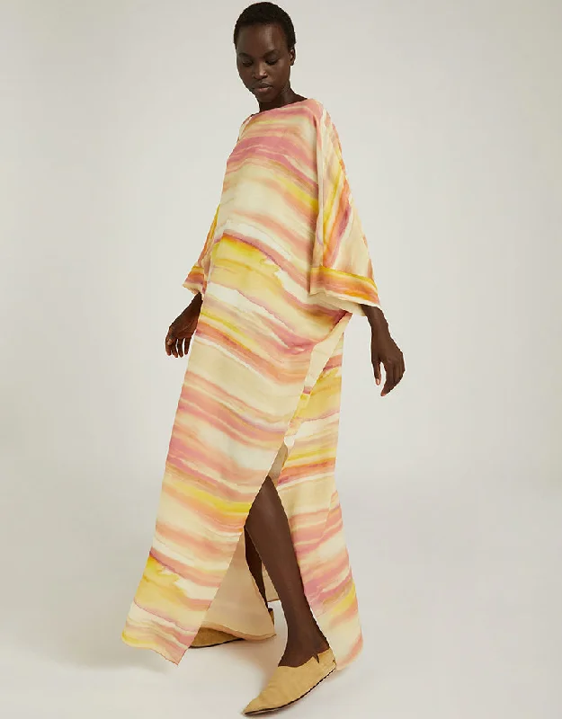 Cream Cotton Voil Maxi Dress Comfortable Pleated Maxi Dress