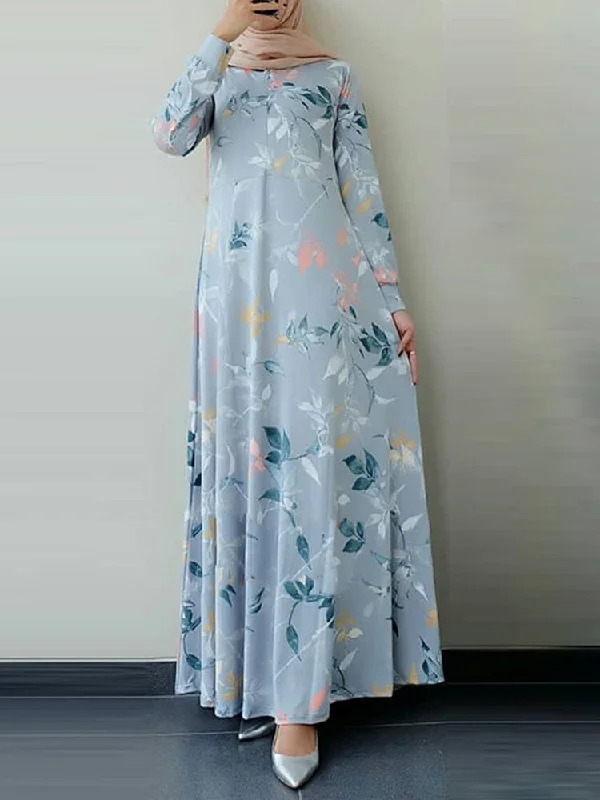Ethnic Floral Print O-neck Bohemian Casual Long Sleeve Women Maxi Dress Cozy Knit Maxi Dress Ethnic Floral Print O-neck Bohemian Casual Long Sleeve Women Maxi Dress Cozy Knit Maxi Dress